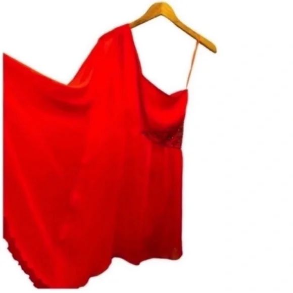 red dress one shoulder Velvi - Cameron One Shoulder Mini Dress - Red Bodycon Dress